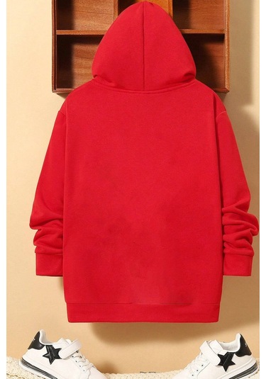 Çocuk Shark Baskılı Sweatshirt Kırmızı Siyah