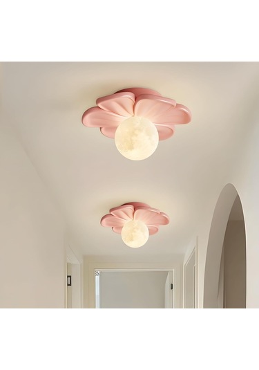 Modern Reçine Çiçeği Küçük Tavan Işık Yeşil Gömme Tavan Lambası, Pembe Diğer
