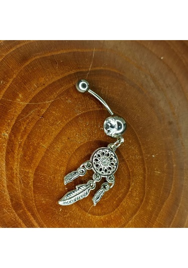 Aya Tasarım Gümüş Renk Dreamcather Model Göbek Pierceing Gümüş