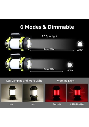 Artfulabode Yürüyüşü Yeşil Ve Usb Su Şarj Parlak Mükemmel, Modu, Mekan, Led Lambası Kinsach Kasırga Kamp Işık Ipx4 İle İçin Güç Geçirmez, Feneri, Ev En El Edilebilir, Durumları, Dış Dağ Bankası, Acil 6 500lm 2600mah Fr Yeşil
