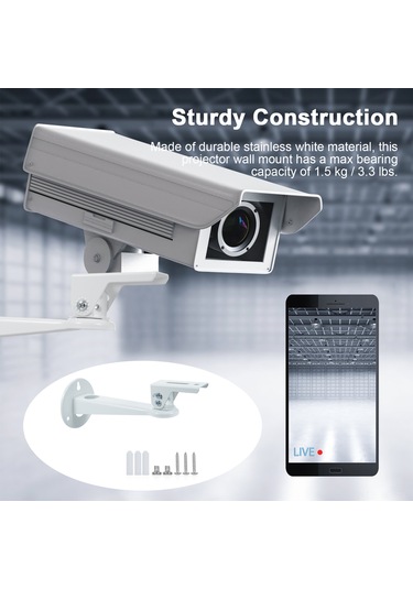 Geeroyoo Projektör Duvar Montajı - 360 Döner & 60 Yükseklik Ayarı, 20cm Maks Uzunluk, 1.5kg Yük Taşıma Kapasitesi, Beyaz Minimum Sipariş:10