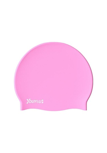 Pembe Silikon Yüzme Havuzu Kapağı Bere Şapka Yumuşak Yüksek Elastik Aşınmaya Dayanıklı Düz Renk Kulak Koruyucu Uzun Saç Yüzmek Şapka Yetişkin İçin Pembe