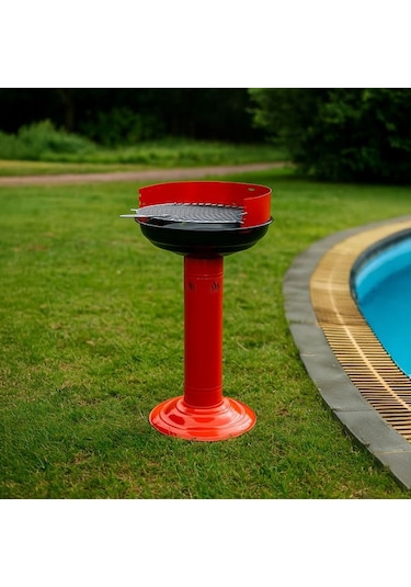 Dörtel Yuvarlak Mangal Kırmızı