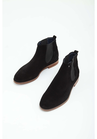 Tamer Tanca Erkek Hakiki Deri Siyah Süet Casual Bot 383 3655 B Erk Bot Sk19/20 Sıyah Suet