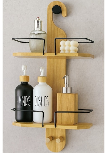 Vıchy Bambu Banyo Rafı Br-6721 2 Gözlü X6 Ahşap
