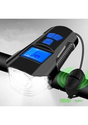 Bisiklet Lcd Hız Göstergesi Su Geçirmez Şarjlı Led Işık Km Ekran Siyah