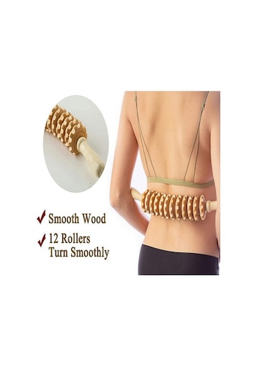 Didadodo Ahşap Terapi Selülit Tetik Noktası Çubuk Rulo, Lenfatik Drenaj Anti Selülit Kas Serbest Bırakma Rulo Lenfatik Drenaj Masaj Aracı Kahverengi