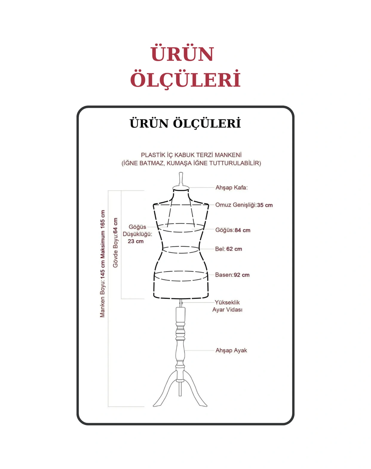 Vitrin Amaçlı 36 Beden Terzi Mankeni Vitrin Mankeni Cansız Manken İğne Batmaz 0005