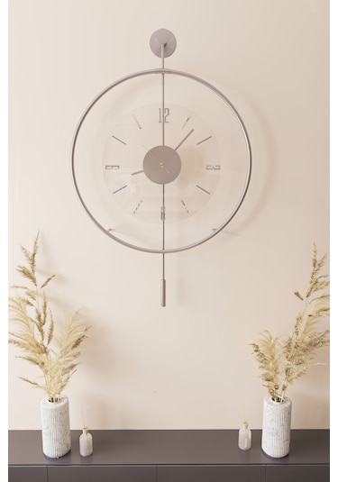 MetaQuartz Aksesuar Büyük Boy 50 x 75 CM Mat Gümüş Luxry Şeffaf Göbek Metal Dekoratif Camlı Gri