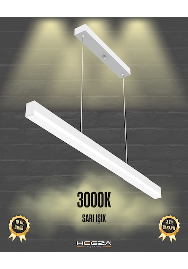 Magro 120cm Beyaz Kasa, Sarı Işık Modern Sarkıt Led Avize Beyaz