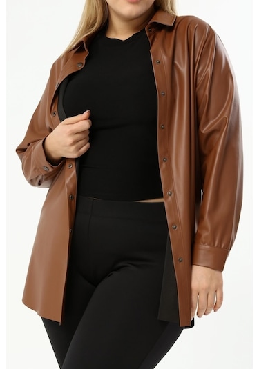 Suni Deri Kuşaklı Gömlek Ceket (523192280)