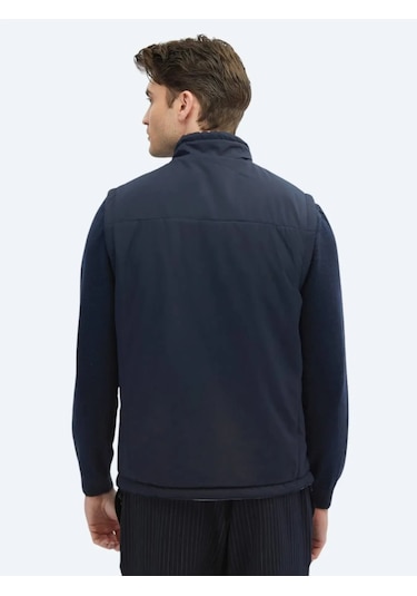 Kip Lacivert Regular Fit Dik Yaka Casual Dokuma Spor Yelek Lacivert