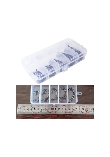 Jeehugo 50 Adet Yüksek Karbon Çelik Olta İğnesi - Kırmızı Kranklı İğne, Depolama Kutusuyla