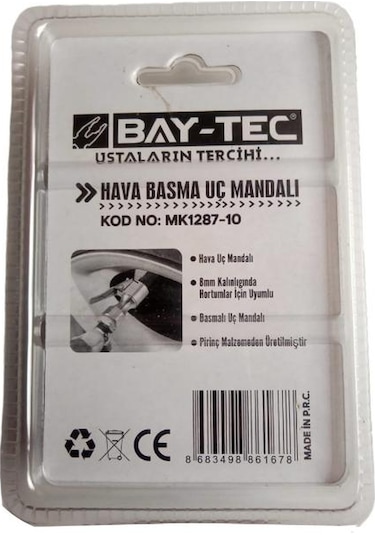 Bay-tec Mk1287-10 Hava Basma Uç Mandalı 2li 8mm