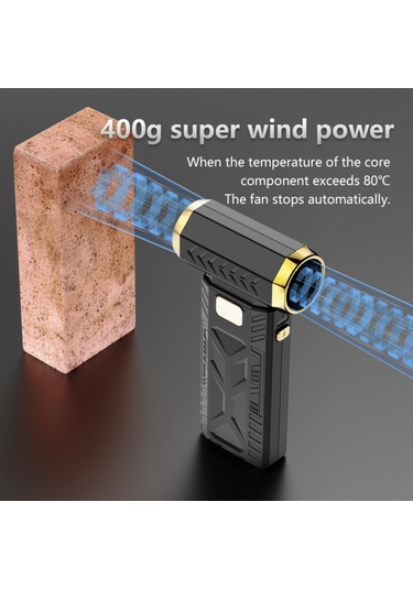 Yifomall 250000 Rpm Turbofan El Fanı - 10000mah Pil, Led Aydınlatma, 6 Rüzgar Hızı, Sürekli Hız Regülasyonu, Siyah