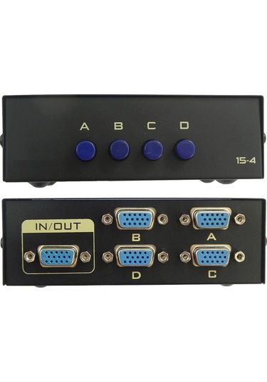 Vga Switch Çoklayıcı Anahtarlı Manuel Vga Çoğaltıcı 4 Port 4 Kasa 1 Ekran