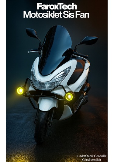 Motosiklet Sis Farı Lensli Projeksiyon Led, Halo Halkalı, Suya Dayanıklı, Evrensel Kelepçe