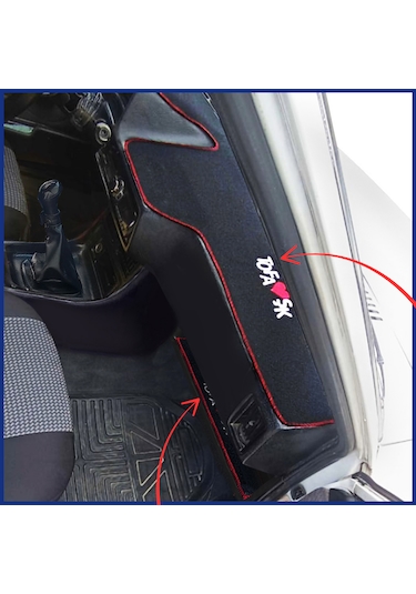 Tofaş Şahin Doğan Kartal Düşük Alçak Torpido Koruma Halısı & Alt Sehpa Halısı Nakışlı Tasarım Siyah