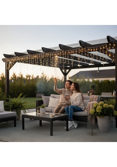 Upway 8 Modlu Saçaklı 96 Led - Ev Balkon Bahçe Parti Sınıf Dekoratif Aydınlatma Sarı