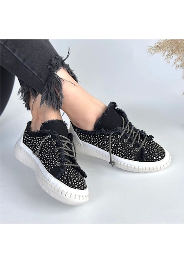 Guja Siyah Kot Bağcıklı Spor Ayakkabı Siyah