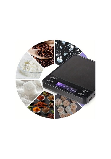 Fastbuy Siyah Usb Şarjlı 2kg 0.1g Dijital Tartı, Mutfak Gıda Ölçeği Siyah