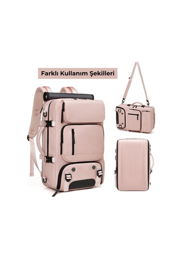 Ayakkabı Bölmeli Su Geçirmez Spor & Seyahat Sırt Çantası 30l 16 Laptop Bölmeli Pembe