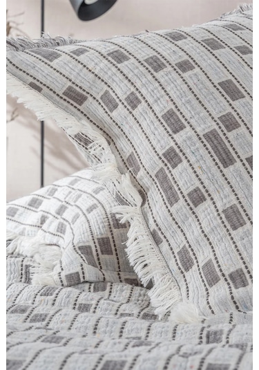 Ecocotton Merisa Gri %100 Organik Pamuk Çift Kişilik Yatak Örtüsü Gri