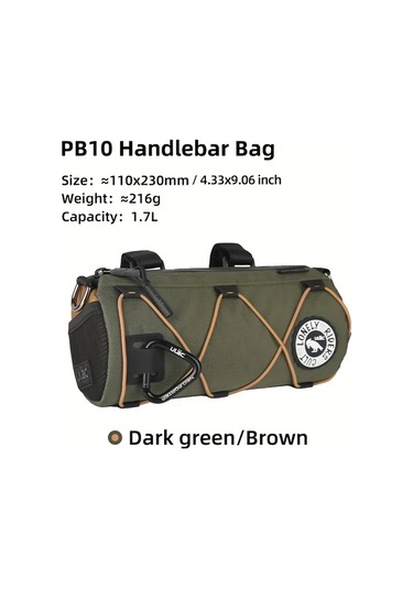 Willowhaven Pb10 Dark Green Ulac 1.7l Bisiklet Gidon Çantası - Ayarlanabilir Kayış Dayanıklı Mtb Yol Bisikleti Çantası Haki
