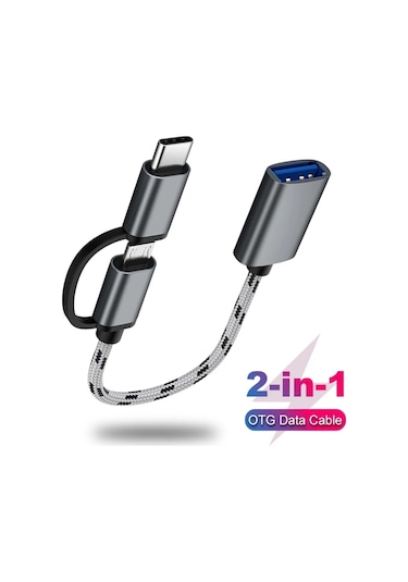 Usb To Type C Micro Usb Otg Kablo 2 İn 1 Yeni Nesil Bağlantı Tipleri Usb Data Şarj Çeviricisi