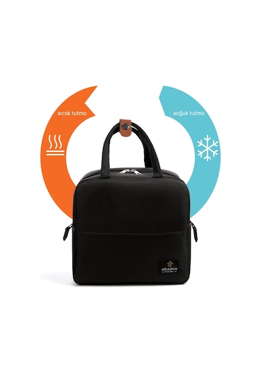 7 Lt Yemek Taşıma Çantası Sıcak Ve Soğuk Termal Termos Kamp Piknik Soğutucu Buzluk Çanta Siyah Siyah