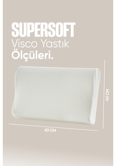 Ortopedik Visko Yastık - Boyun Düzleşmesi İçin Tek Taraflı Visco Yastık Süper Soft Beyaz