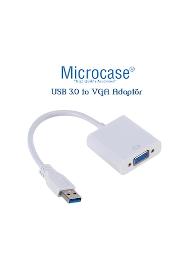Microcase Usb 3.0 To Vga Adaptör - 20 Cm Beyaz - Al2619