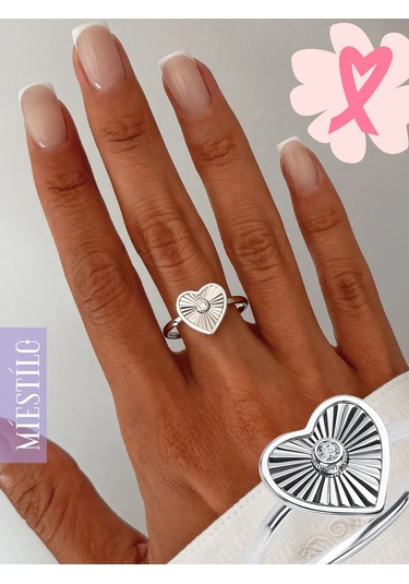 Miestilo 925 Ayar Gümüş Kalp Şeklinde Taşlı Yüzük 244988264 Gümüş