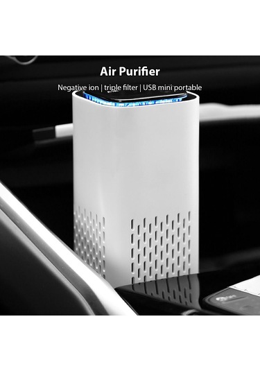 Moveevo Taşınabilir Usb Hava Temizleyici - Negatif İyonlu, 5m²'ye Kadar Etkili, Gece Lambalı, Beyaz