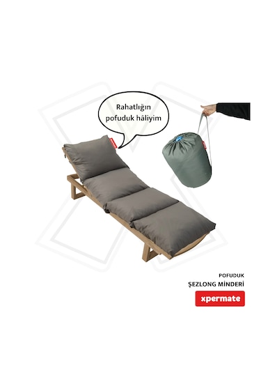 Xpermate Pofuduk Şezlong Minderi 60x180x12cm Su İtici, Antrasit