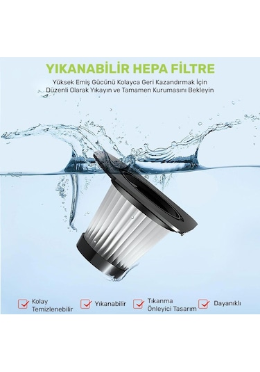 Kobb Kbv12f 12v Araç Süpürgesi İçin Yedek Hepa Filtre