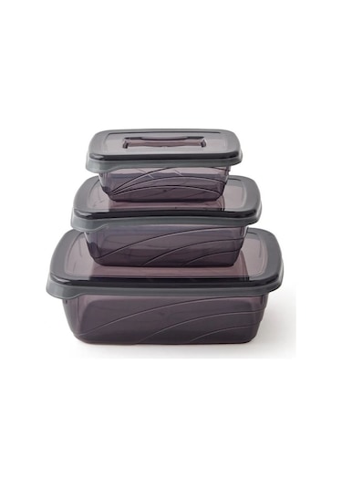 Qlux Bio 3lü Saklama Kabı Seti Antrasit Siyah