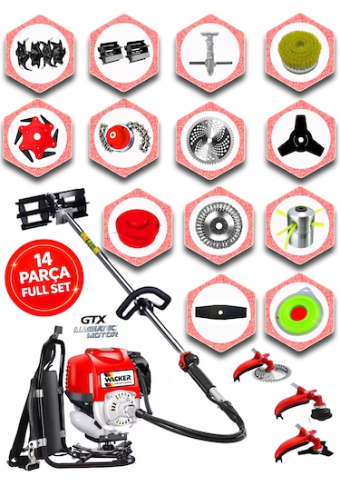 Prowackers German Vk-677 Torq Sırt Tırpan+ Akrobat Çapalama + Toprak Eşeleme 14 Parça Bahçe Setli