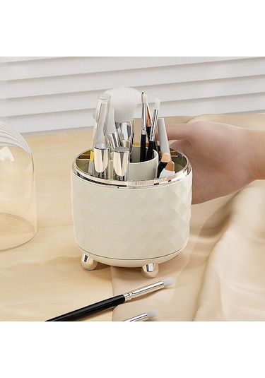 Didadodo 360 Dönen 6 Bölme Makyaj Fırça Organizatörü - Banyo/yatak Odası/masa İçin Şık Saklama Kabı Şeffaf Şeffaf