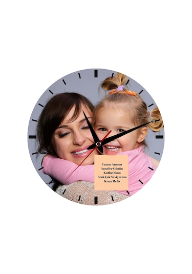 Anneye Hediye Resim Ve Mesajlı Duvar Saati 29121 Çok Renkli