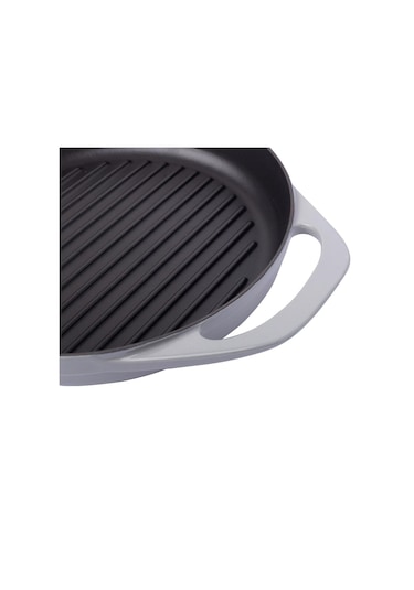 POT ART Çift Kulplu Gri Izgara Döküm Tava 30 cm