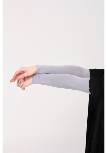 Likralı Kaymayan Kurtarıcı 1 Çift Tesettür Kolluk Gri