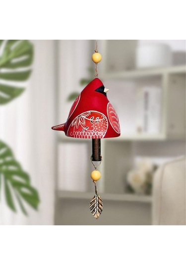 Neevoyu El Yapımı Kırmızı Kuş Resin Zil Çanı Bahçe Ve Ev Dekorasyonu, Rüzgarla Yumuşak Melodi, Dışarıda Ve İçeride Kullanıma Uygun