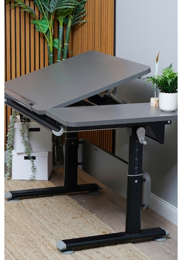 Vega Simple Yükseklik Ayarlı Antrasit Ahşap Masa, Ofis Ve Bilgisayar Masası, Modern Çalışma Masası Antrasit