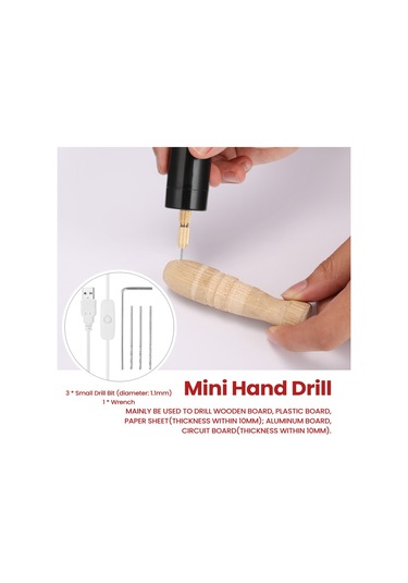 Yaozixia Taşınabilir Mini Elektrikli Matkaplar El Tipi Mikro Usb Matkap 3 Parça Uçlu Kendin Yap El Sanatları Aletleri