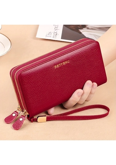 Willowhaven Daphne Sırt Çantası Stil Kadın Cüzdan Büyük Kapasiteli Çift Fermuarlı Kahverengi A-kahverengi