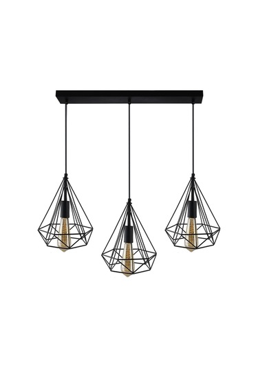 Piramit Modern Tasarım Salon - Mutfak - Cafesiyah Renk Sıralı Sarkıt 3 Lü Avize Diğer