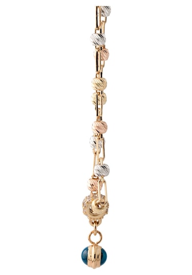 Uşaklıhafız  14 Ayar Altın Nazar Boncuklu Üç Renkli Dorika Kadın Kolye