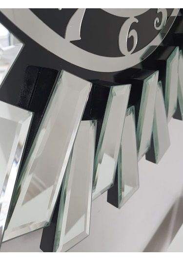 Ayna Denizi Güneş Twins Argent Black Model Gümüş Siyah Renk 70 Cm Dekoratif Aynalı Duvar Saati Gümüş - Siyah