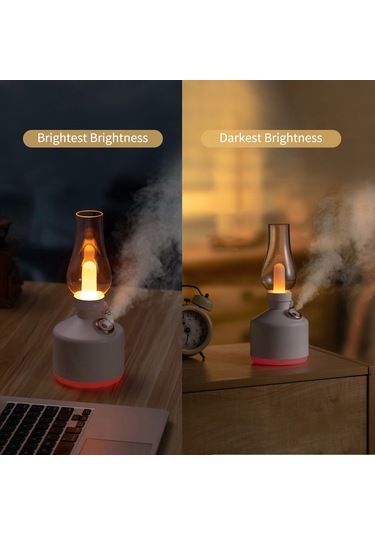 Geeksen Kerosene Lambası Şekilli Nemlendirici, 7 Renkli Gece Lambası, Sürekli Ve Kesikli Sprey Modları, Ev Ofis Dekorasyonu Usb Nemlendirici
